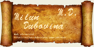 Milun Dubovina vizit kartica